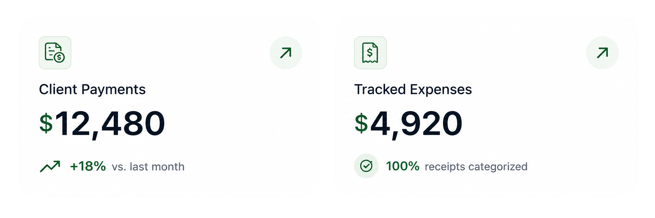 Graphic showing client payments and tracked expenses